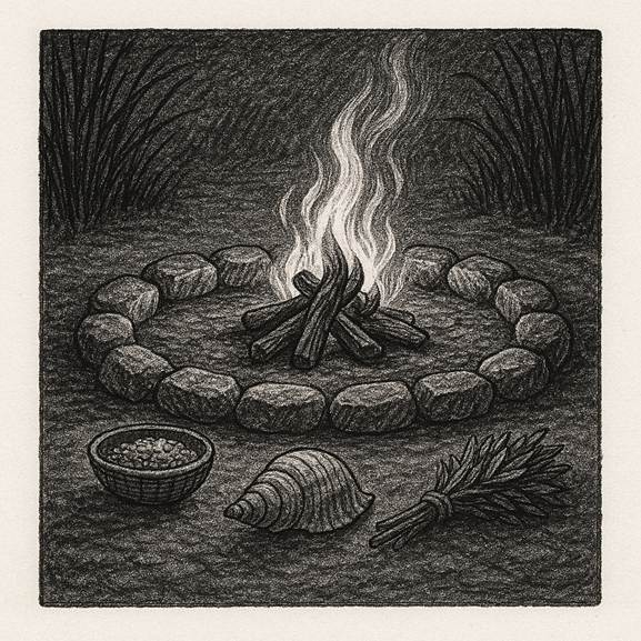 Fire ring with offerings